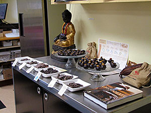 A table full of chocolates ready for a tasting event