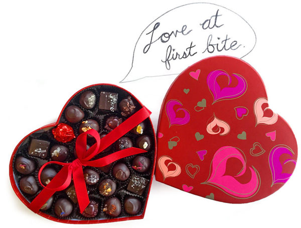Valentine 30-piece Heart-Shaped Box of gourmet chocolate truffles